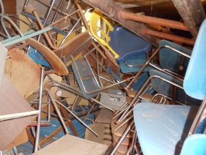 A jumble of chairs in Lower C Hall